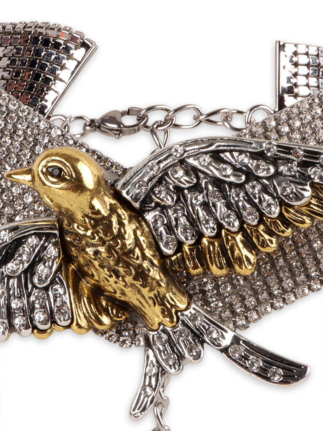 Stylish Silver-Gold Bird-Themed Necklace