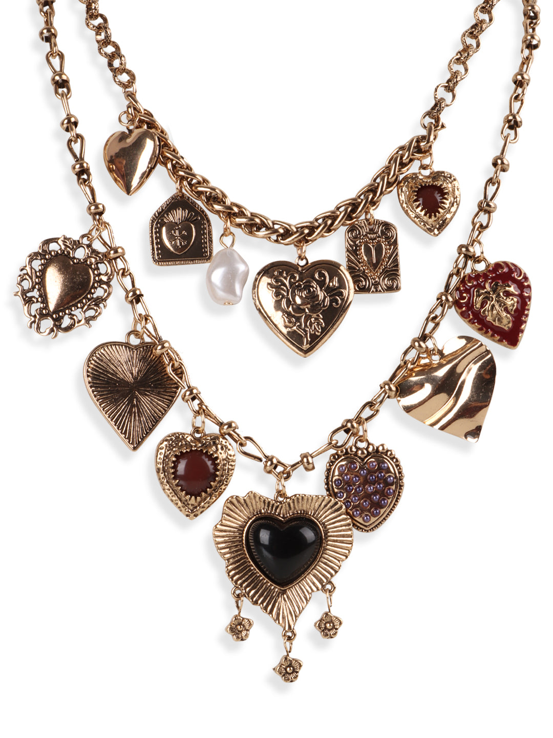 Vintage Heart Charming Medley Necklace