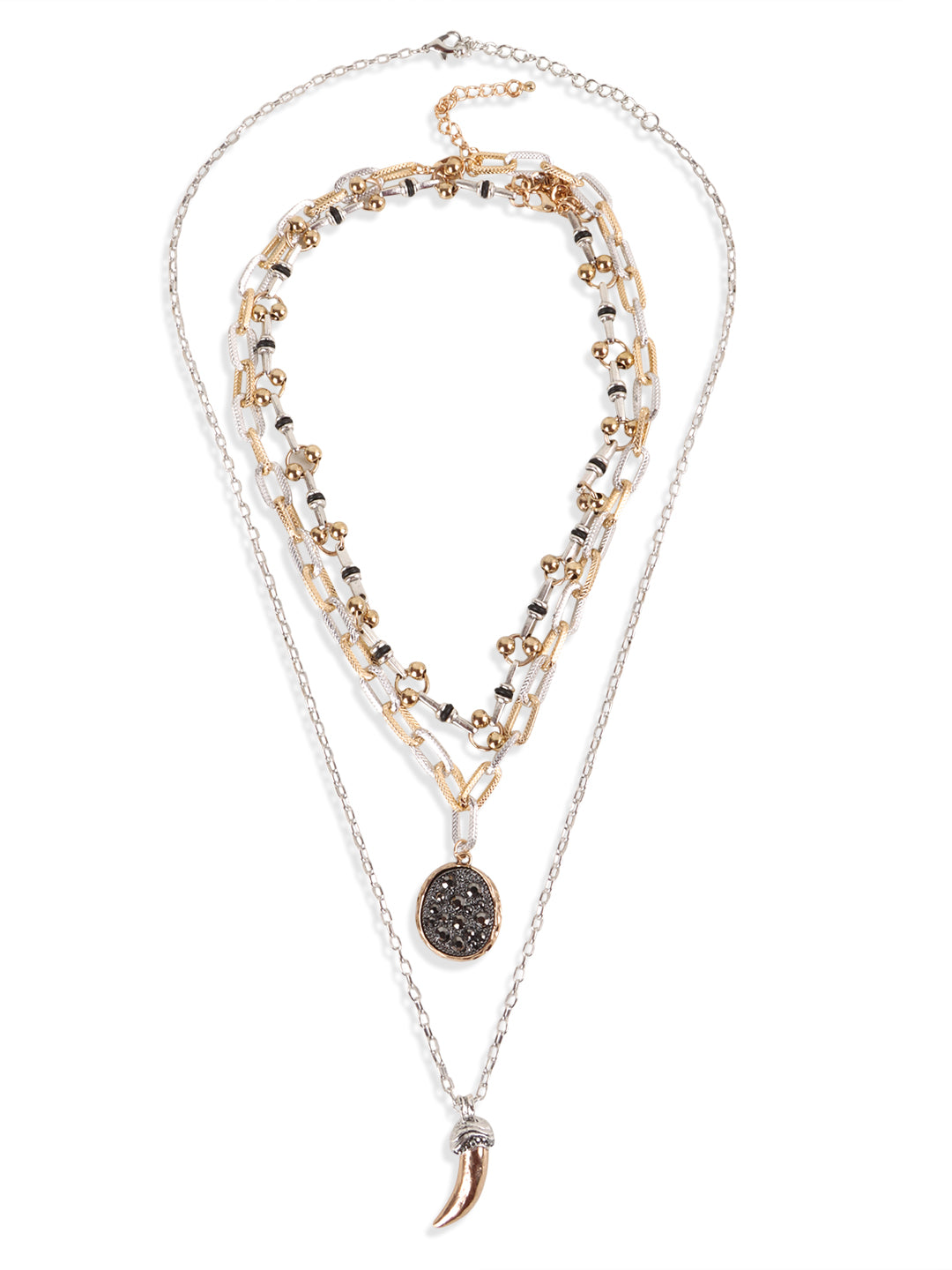 Bohemian Mystic Tri-Layered Charm Necklace