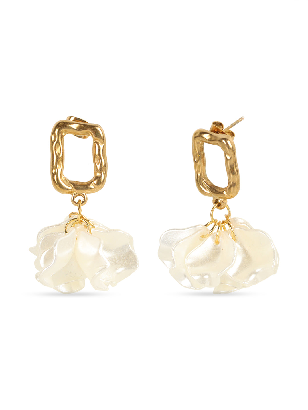 Kraze Golden White Floral Earrings