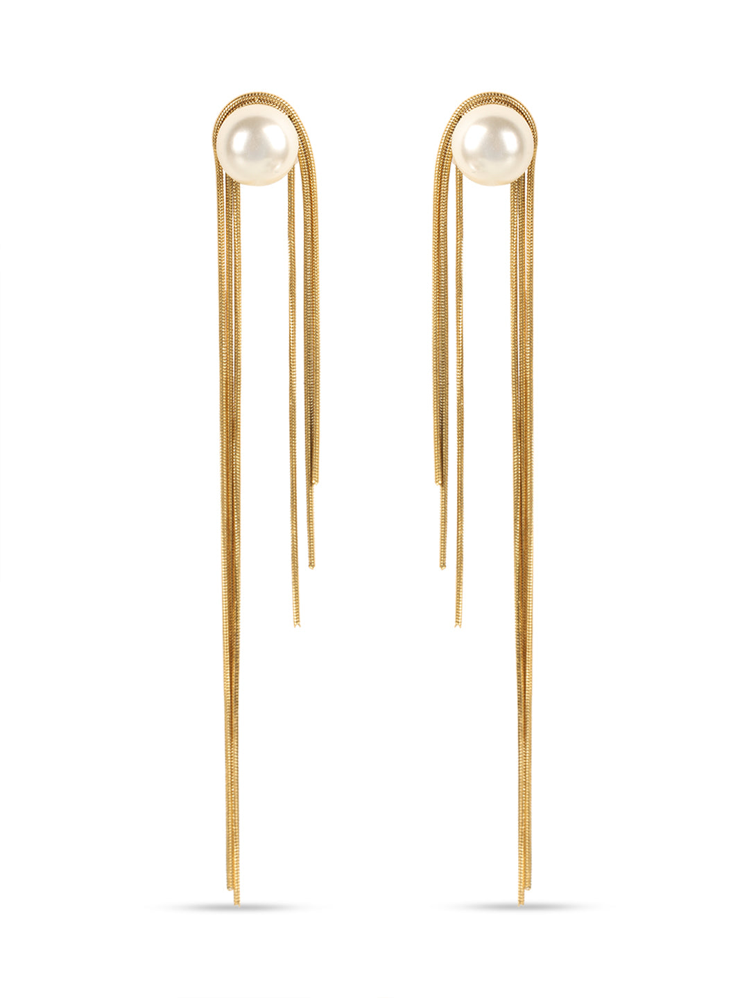 Kraze White Pearl & Golden Dangling Earrings
