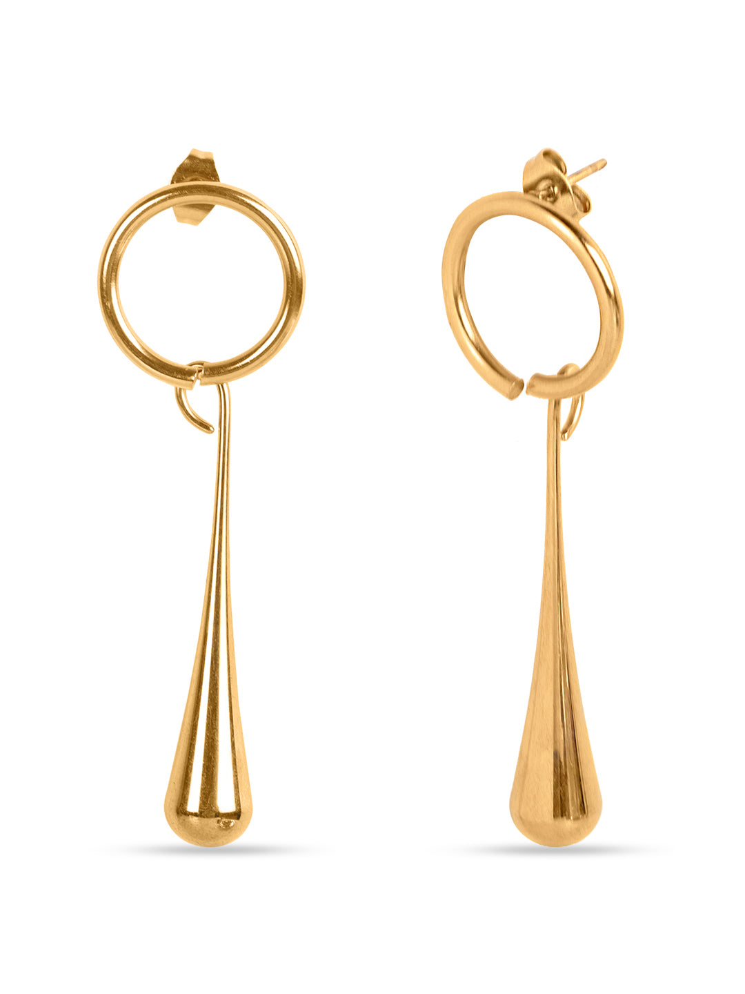 Golden Raindrop Hoop Earrings
