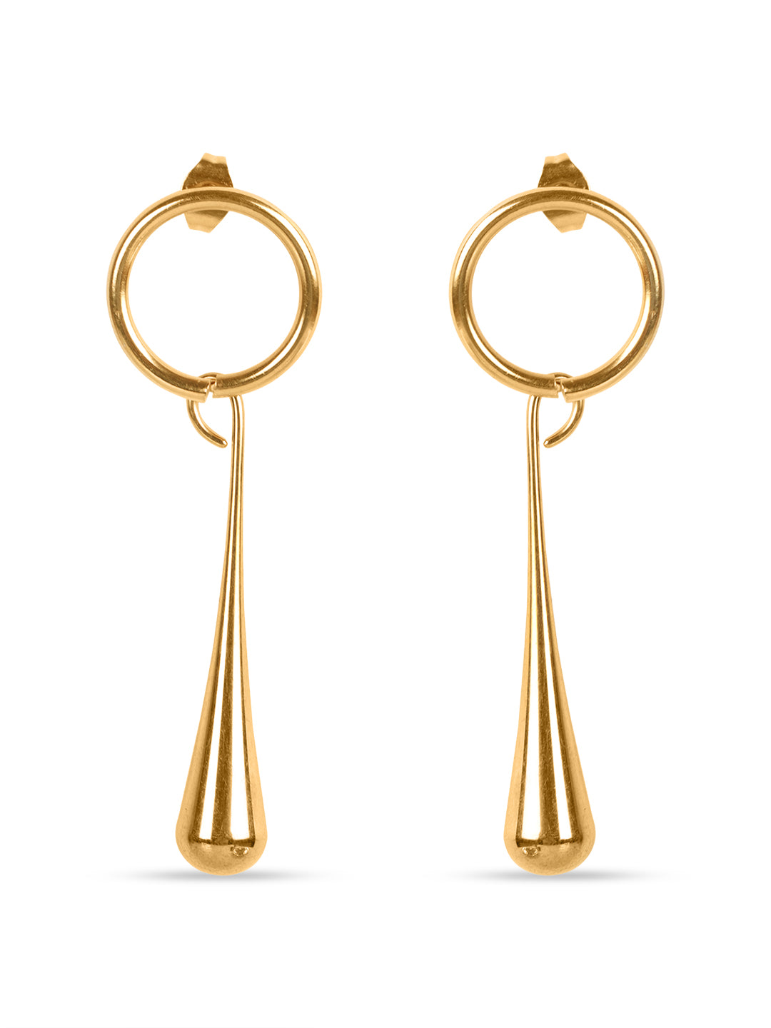 Golden Raindrop Hoop Earrings