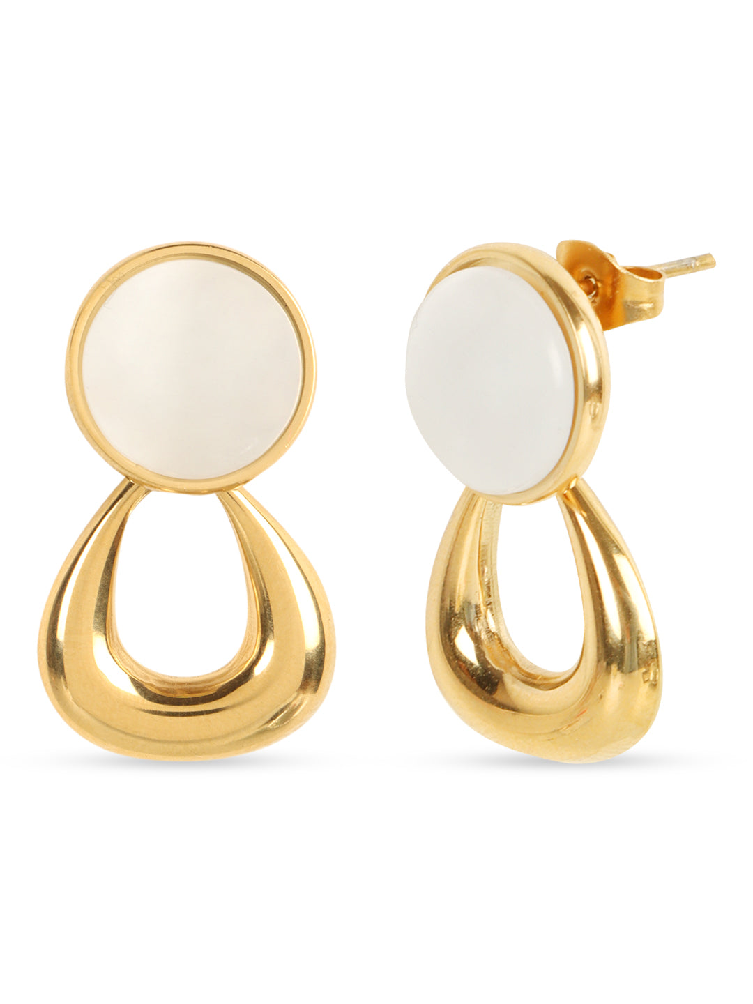 Golden White Pearl Drop Earrings