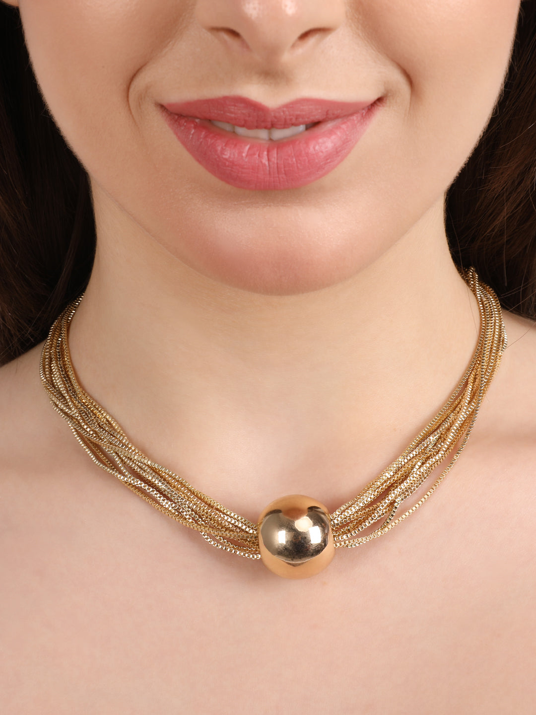 Modest Liquid Gold Beaded Necklace