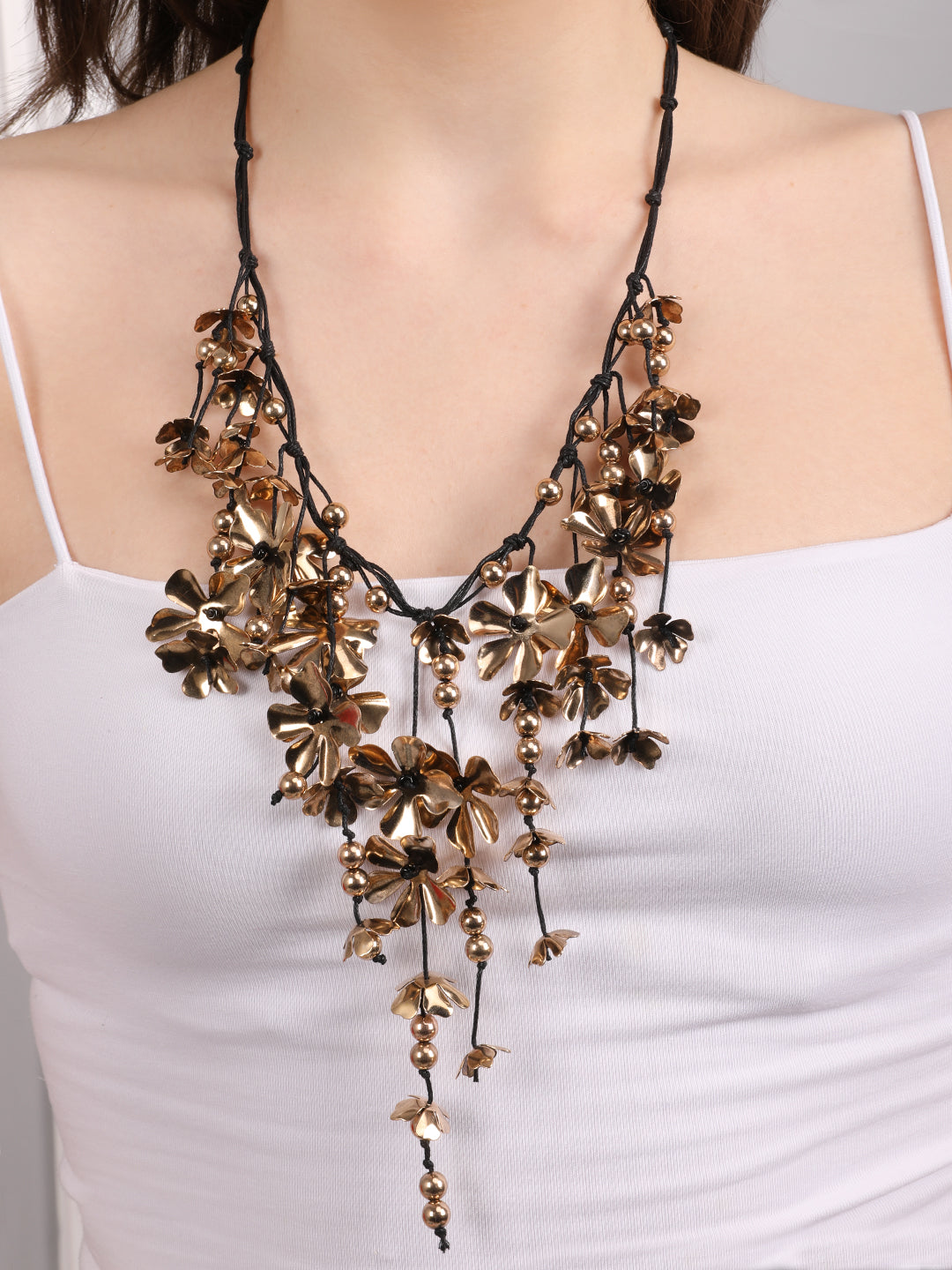 Gold and black Cascade Bloom Necklace