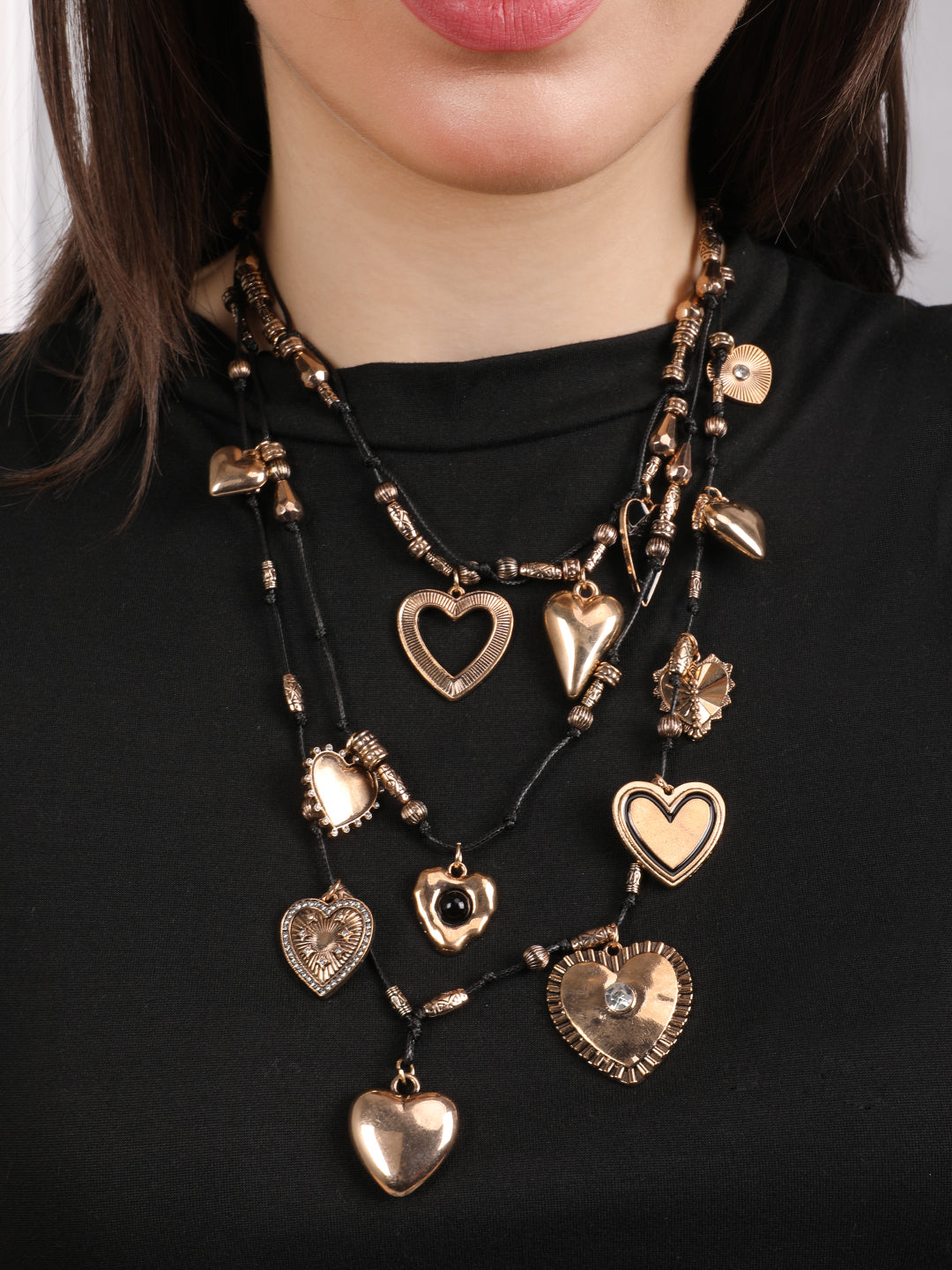 Golden Sweetheart Charm Layered Necklace