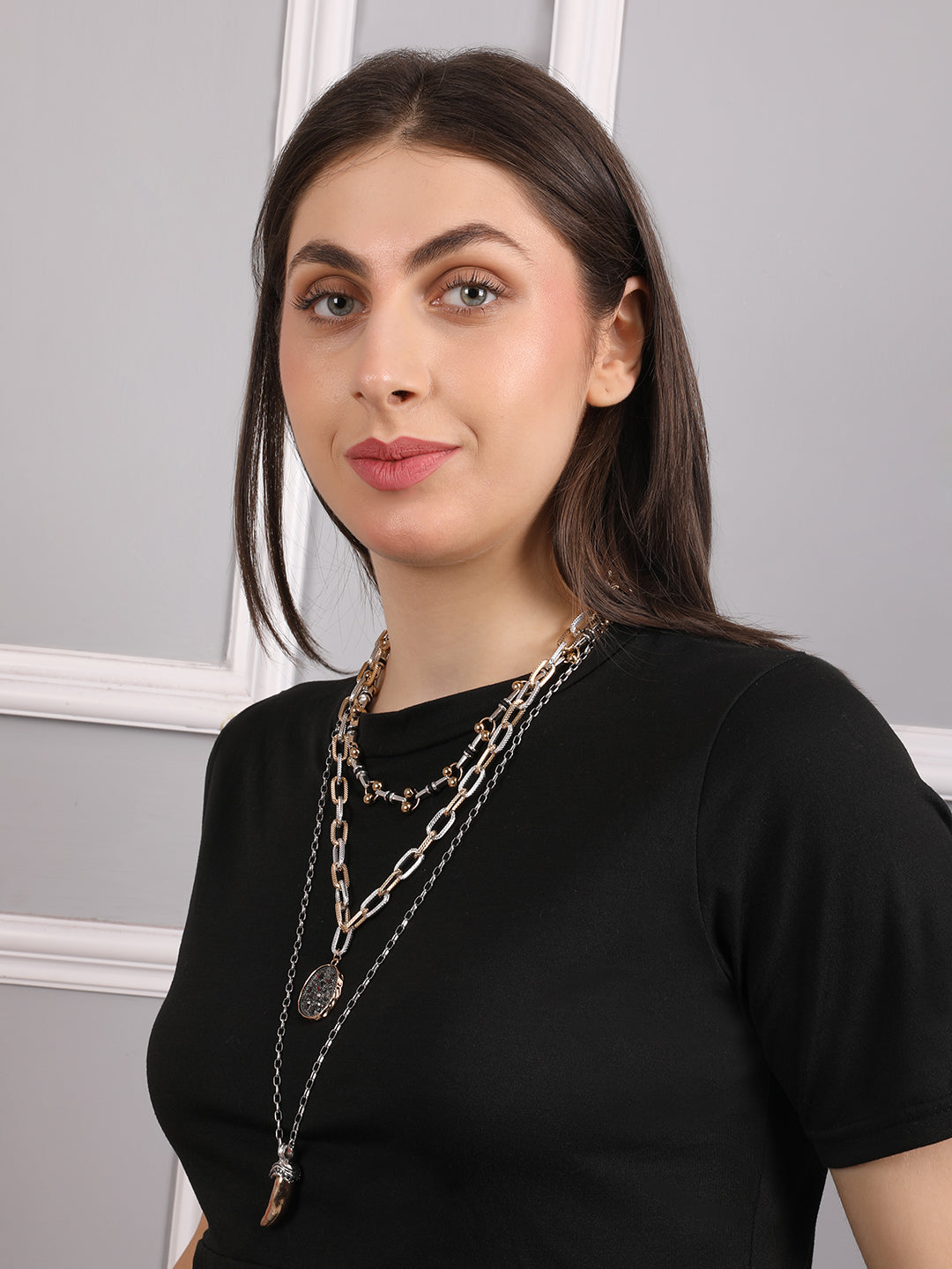 Bohemian Mystic Tri-Layered Charm Necklace