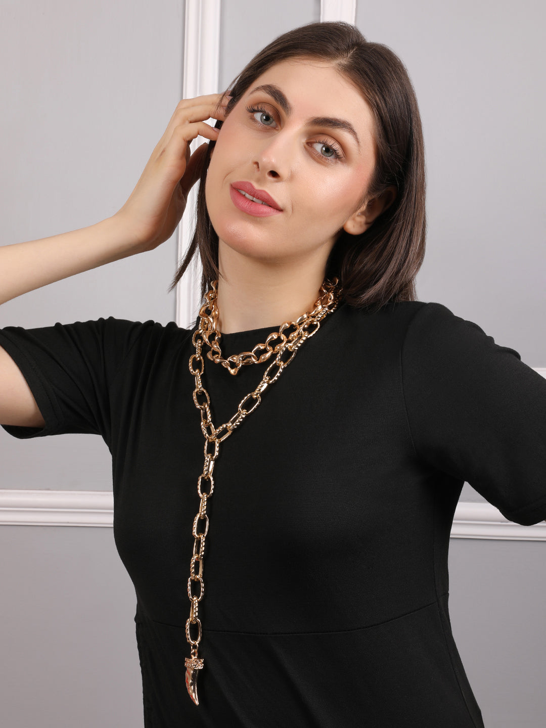 Kraze Glamorous Gold Layered Chain Necklace