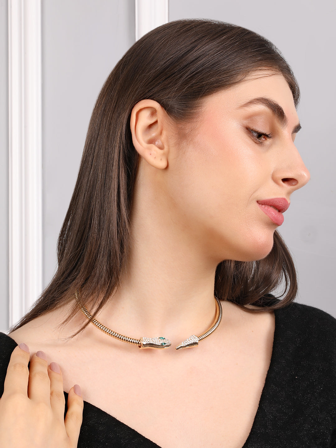 Enigmatic Gold-Plated Snake Necklace