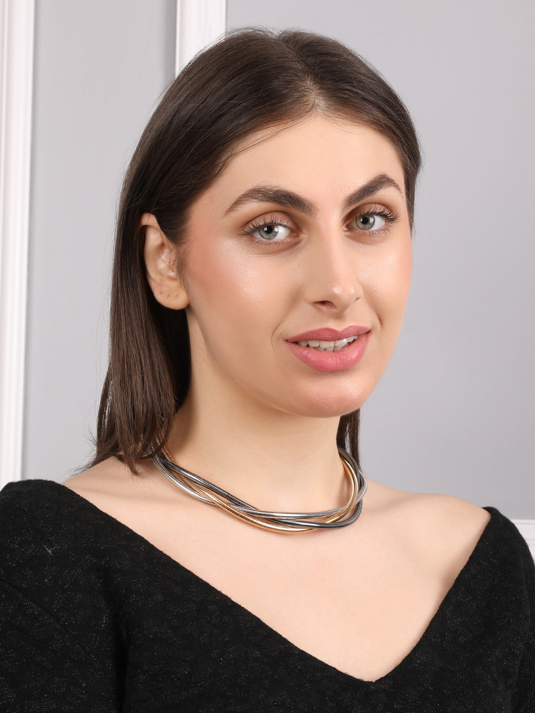 Elegant Twisted Golden-Silver Necklace
