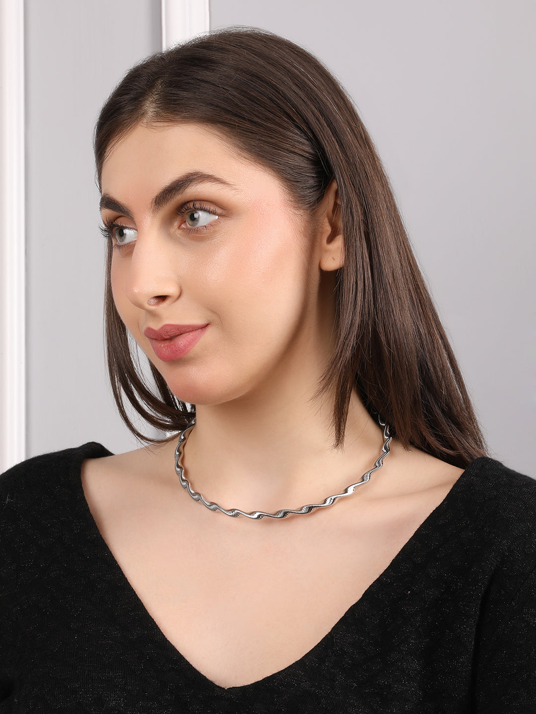 Lunar Twisted Silver Chain Necklace