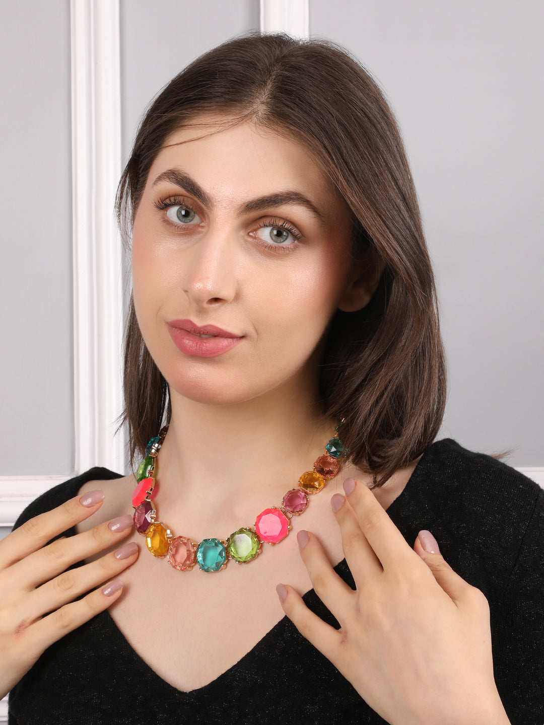 Lustrous Rainbow Crystal Necklace