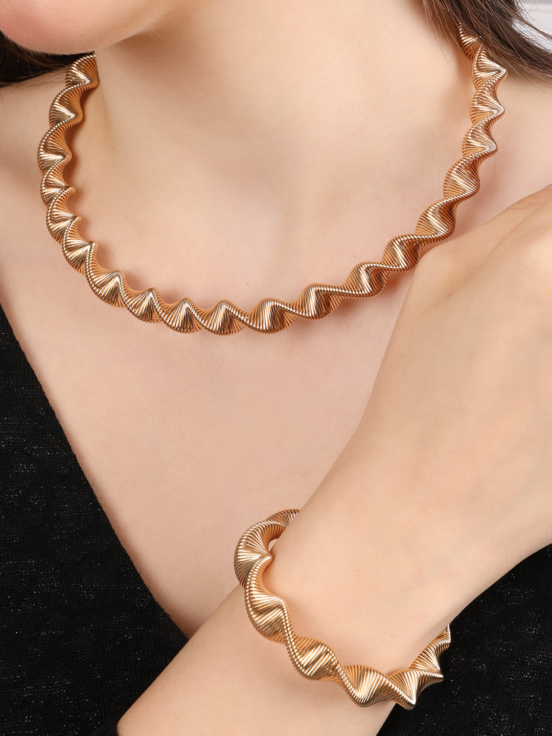 Kraze Spiral Twisted Necklace & Bracelet Set