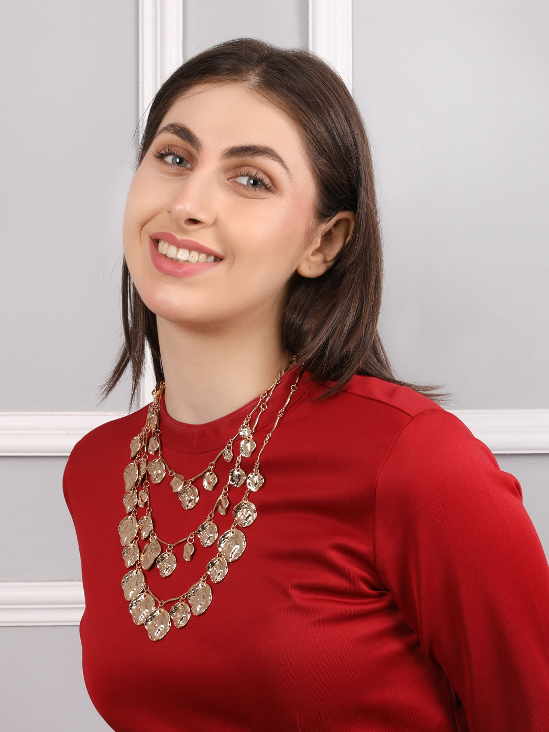 Elegant Tri-Layered Gold Necklace