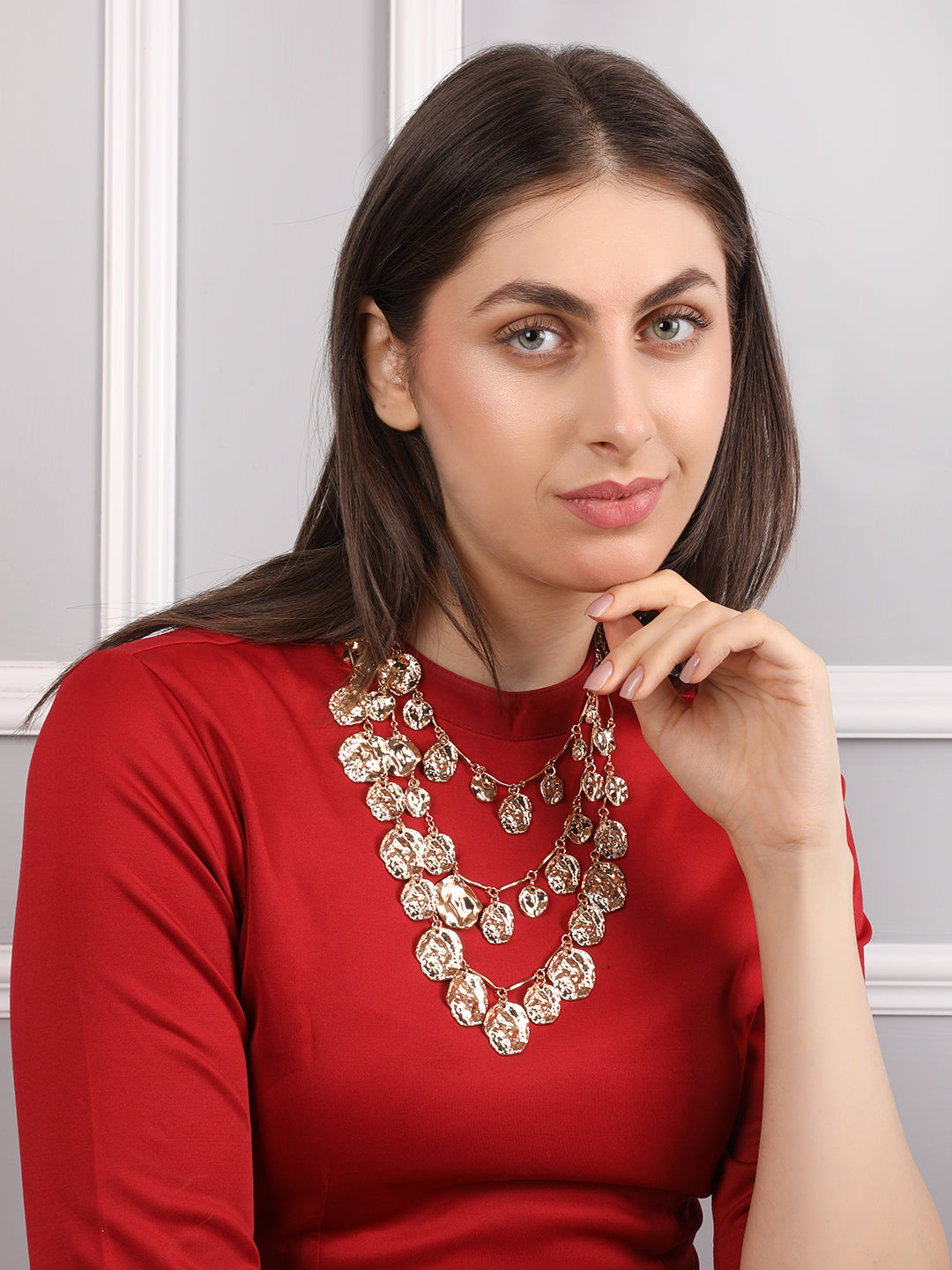 Elegant Tri-Layered Gold Necklace