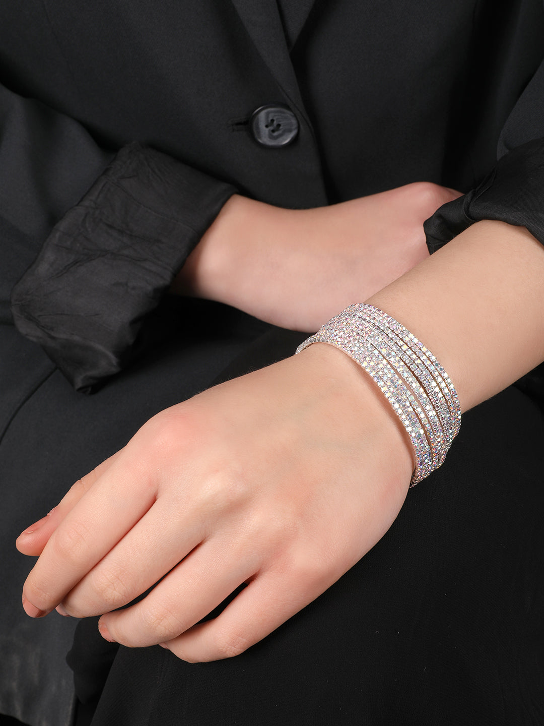 Kraze Silver Crystal Wrap Bracelet