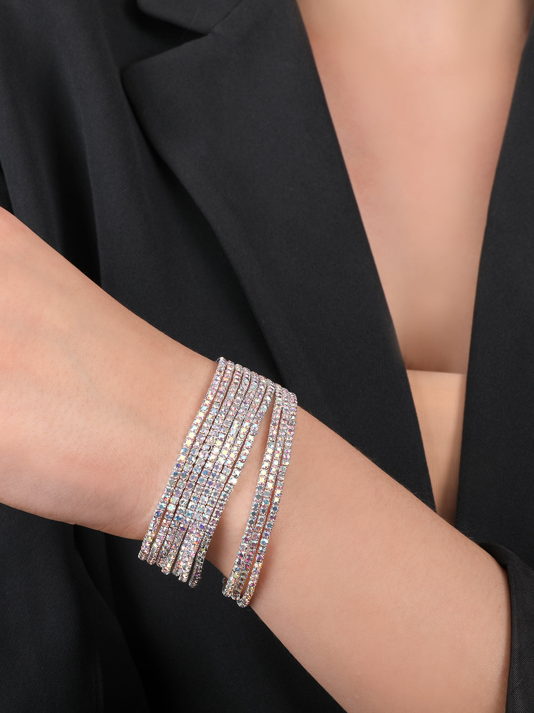 Kraze Silver Crystal Wrap Bracelet