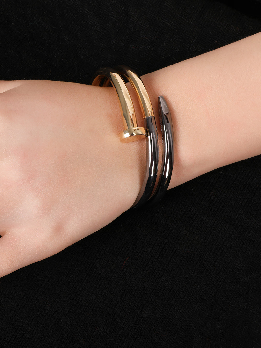 Kraze Silver-Golden Wrap Bracelet