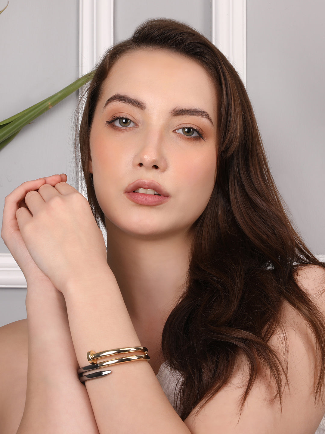 Kraze Silver-Golden Wrap Bracelet