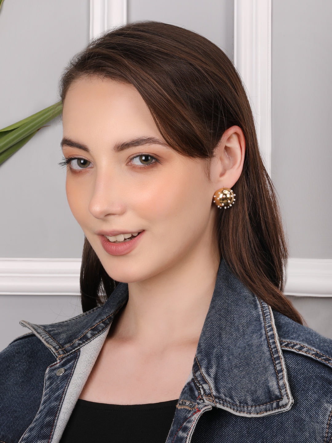 Kraze Gold Drop Stud Earrings