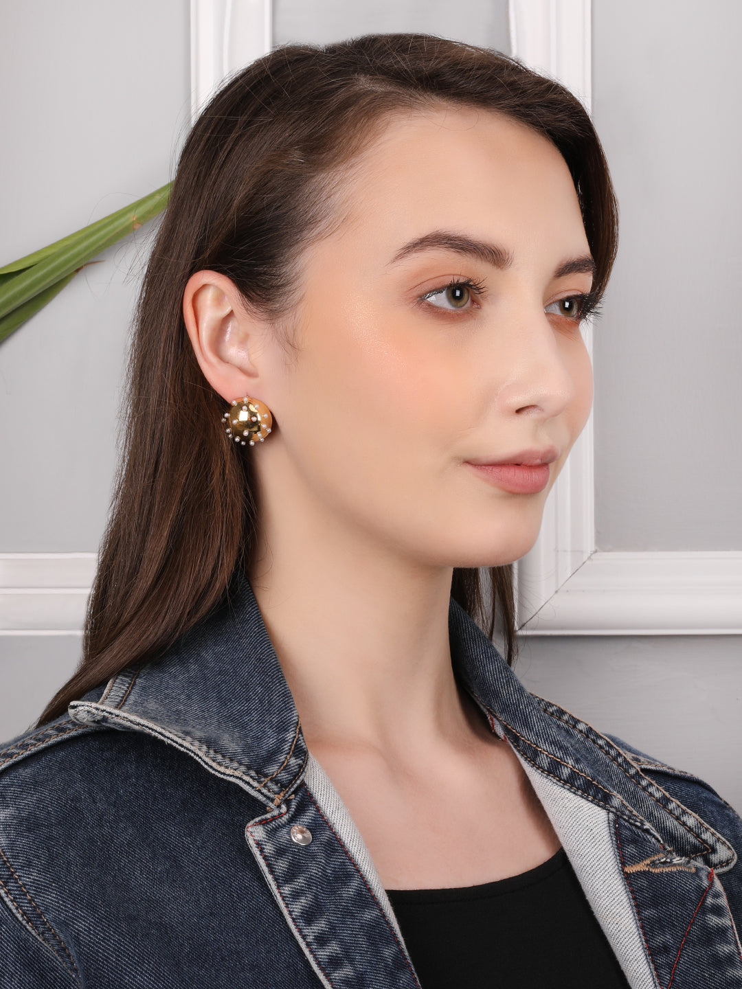Kraze Gold Drop Stud Earrings