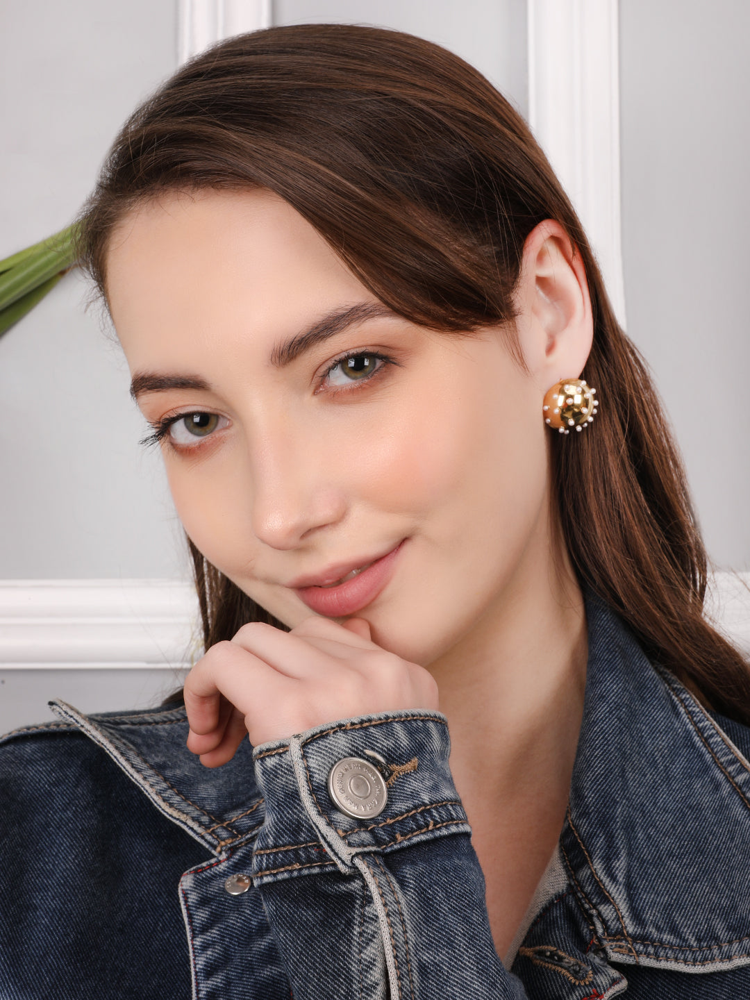 Kraze Gold Drop Stud Earrings