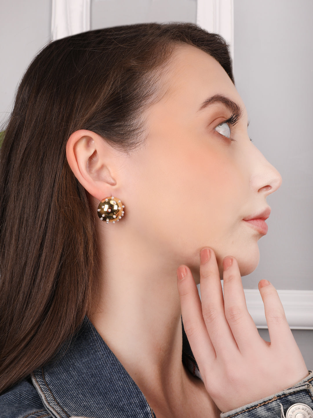 Kraze Gold Drop Stud Earrings