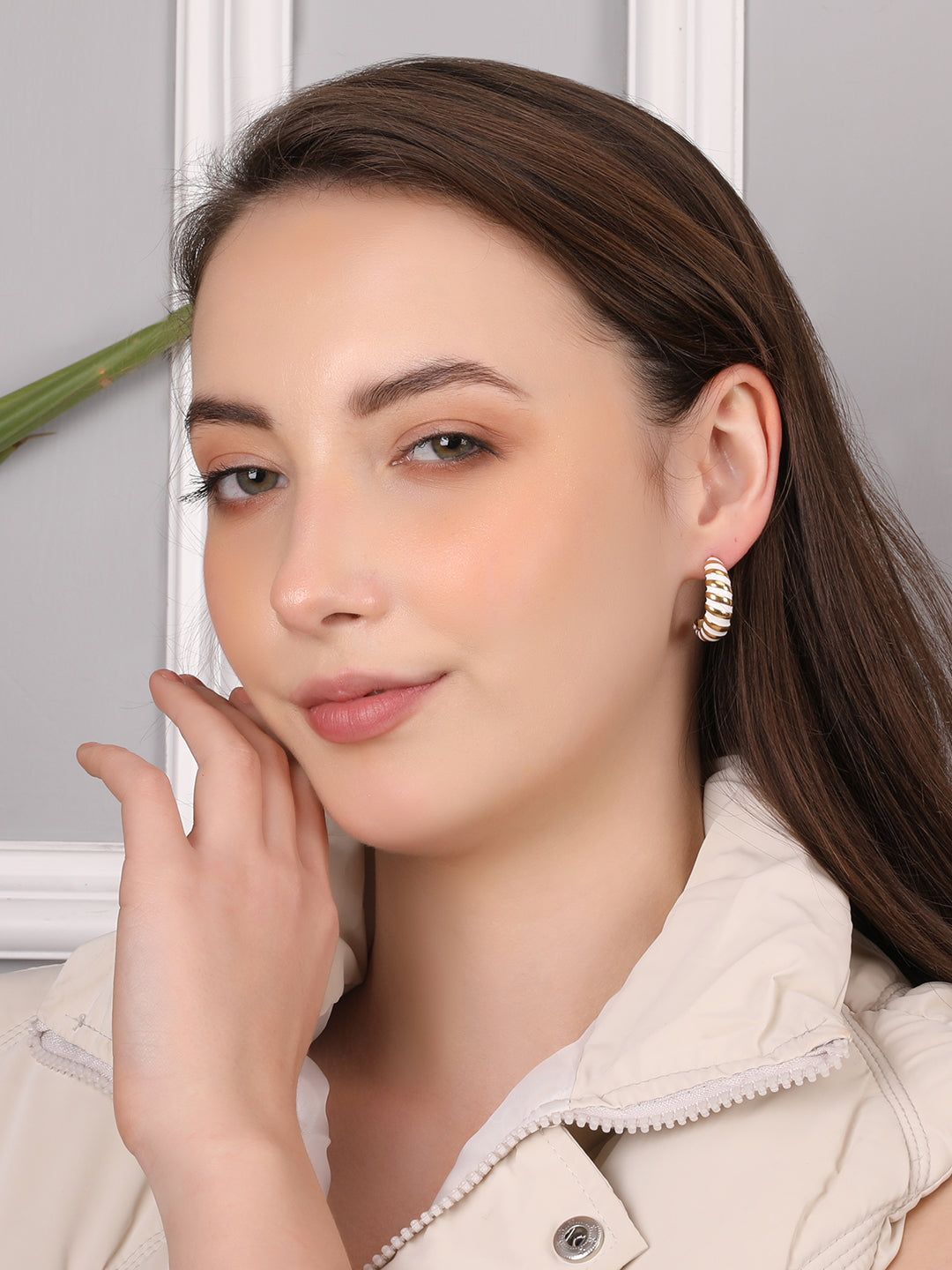 White Gold Half Hoop Earring