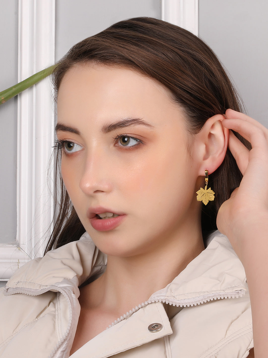 Gold Maple Leaf Hinged Earring
