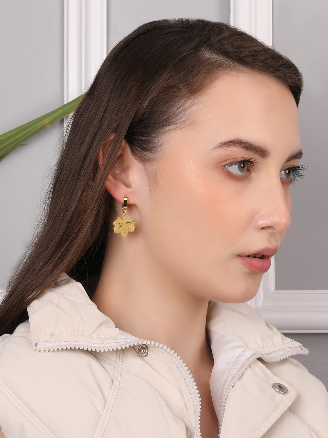 Gold Maple Leaf Hinged Earring