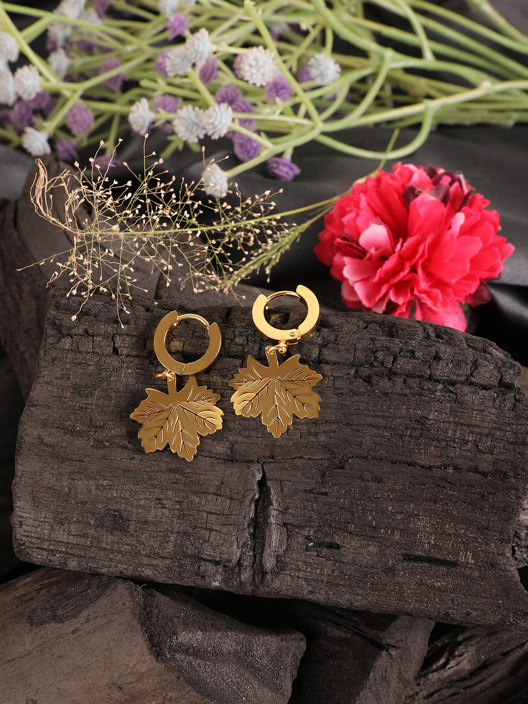 Gold Maple Leaf Hinged Earring