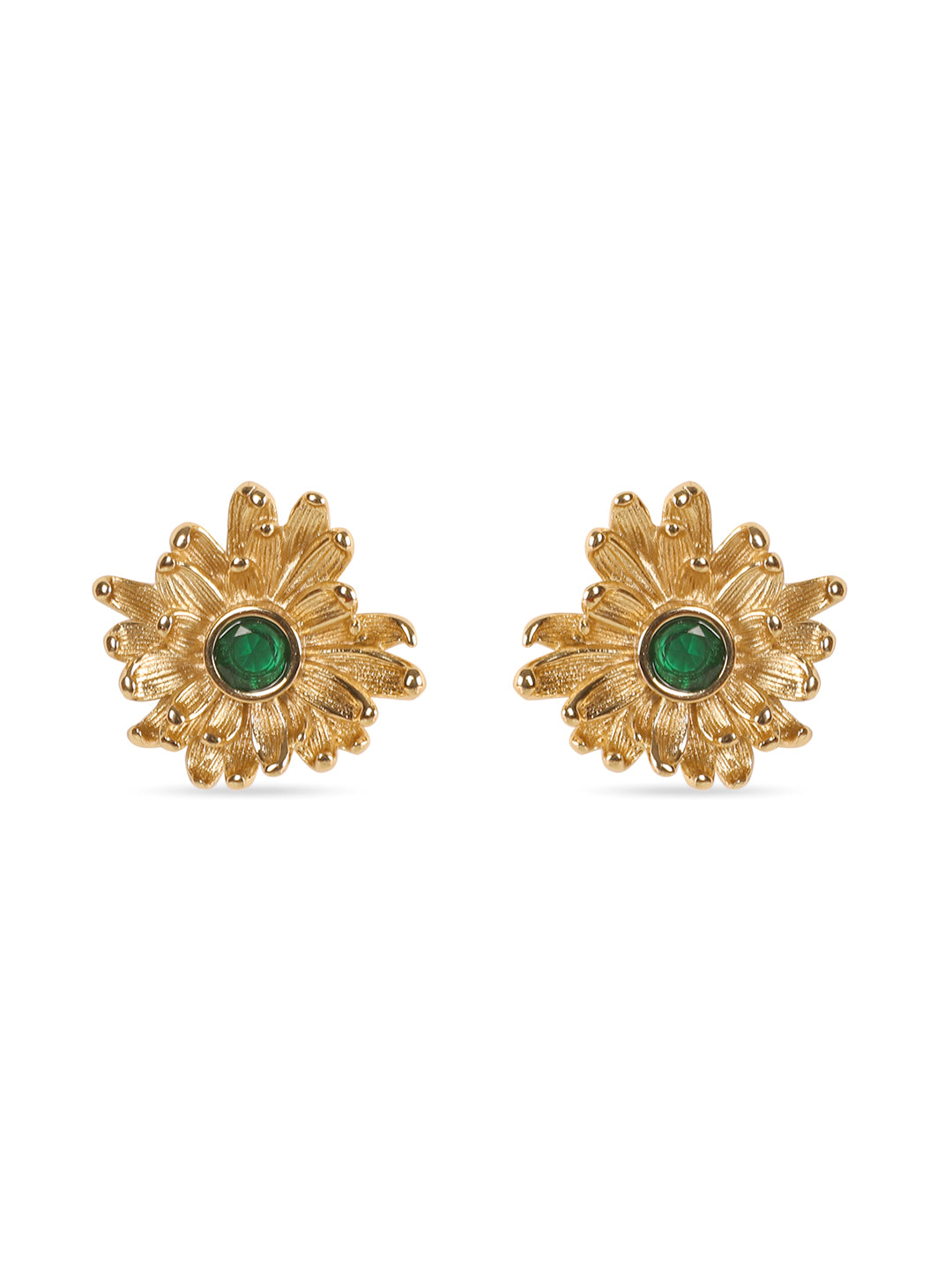 Magical Golden Emerald Floral Earrings
