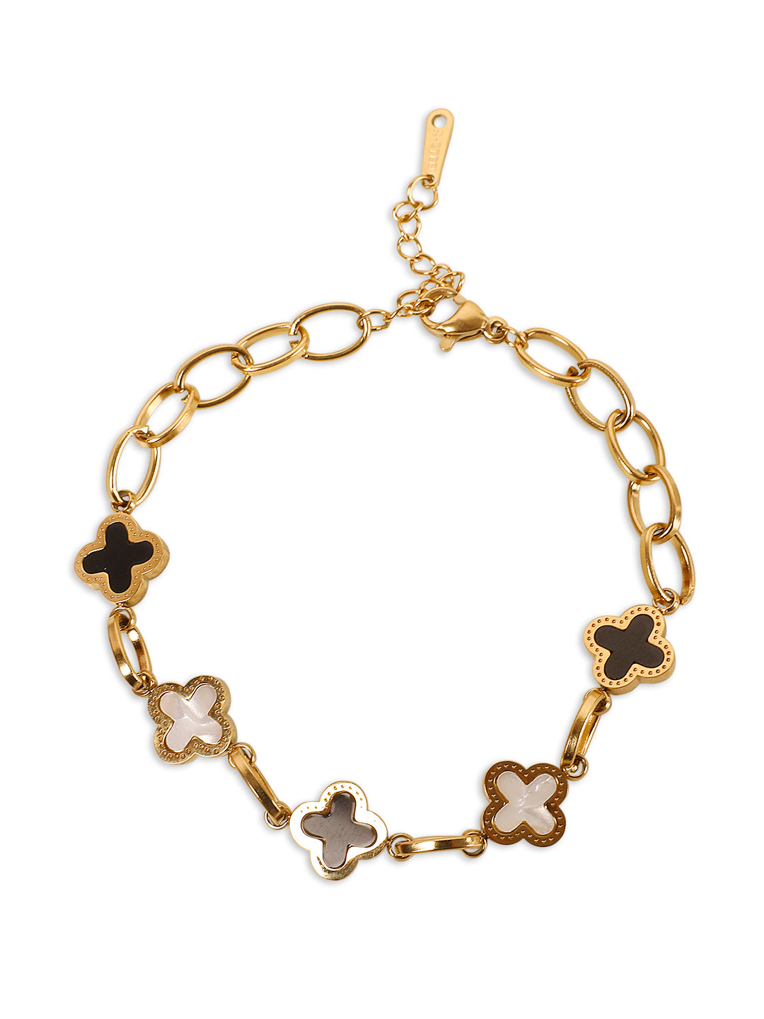 Kraze Golden Floral Link Bracelet