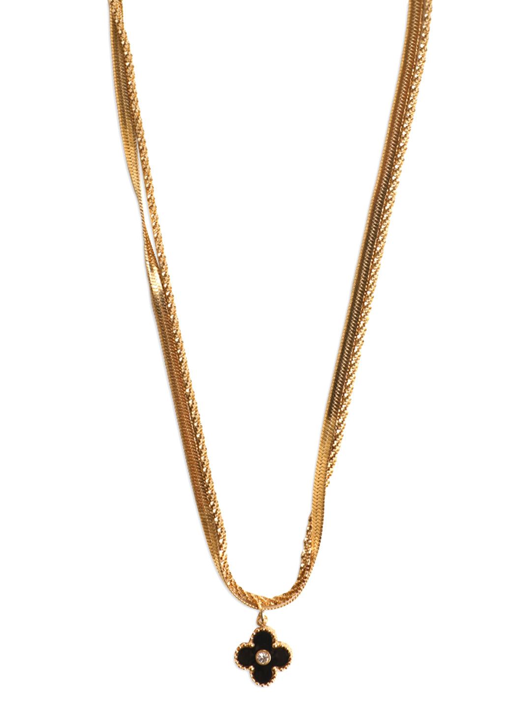 Minimal Black Flower Layered Pendant