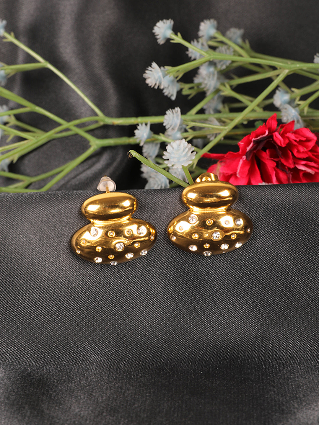 Golden Round Glossy Earrings