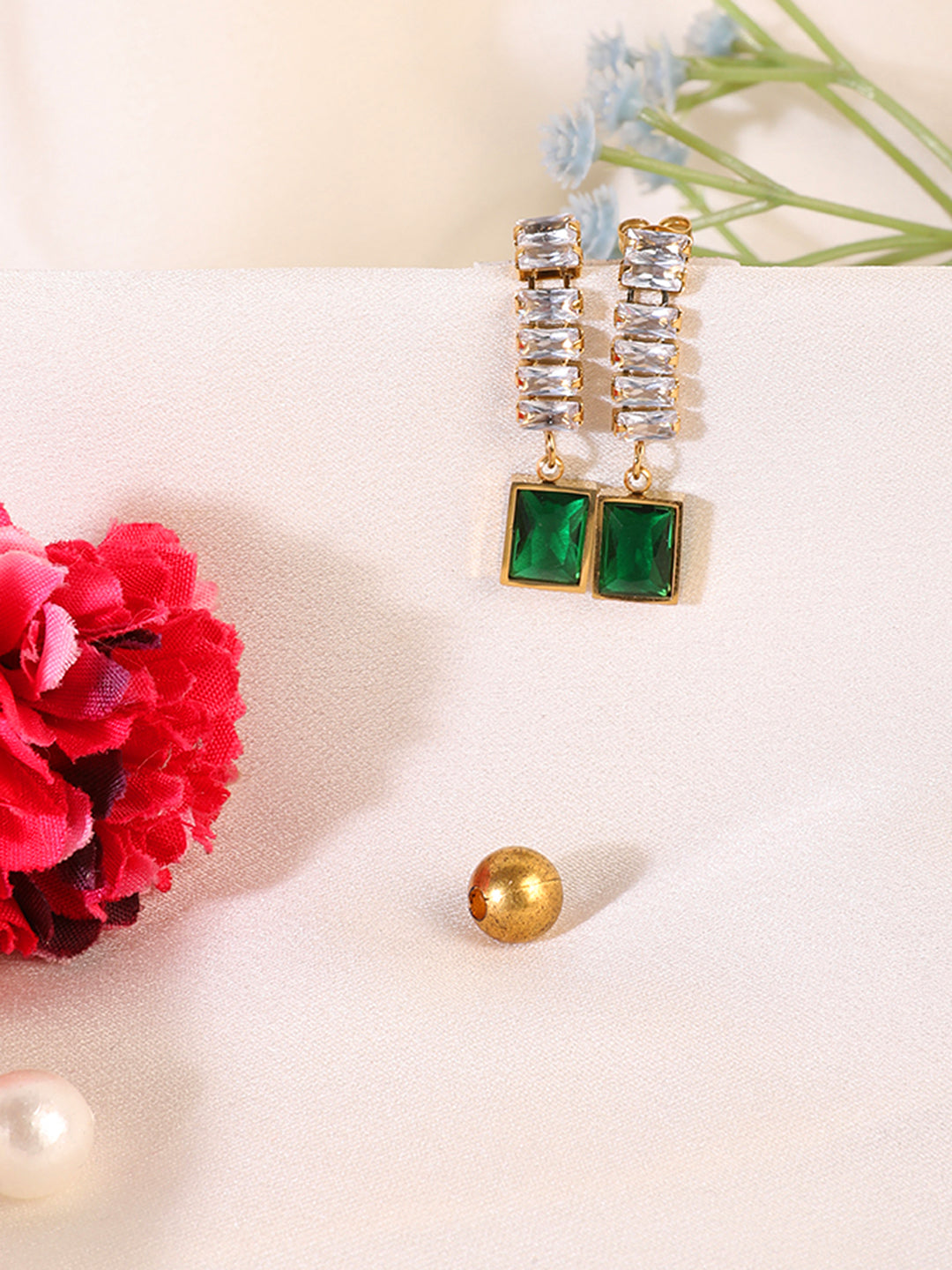Kraze Royal Emerald drop Earrings