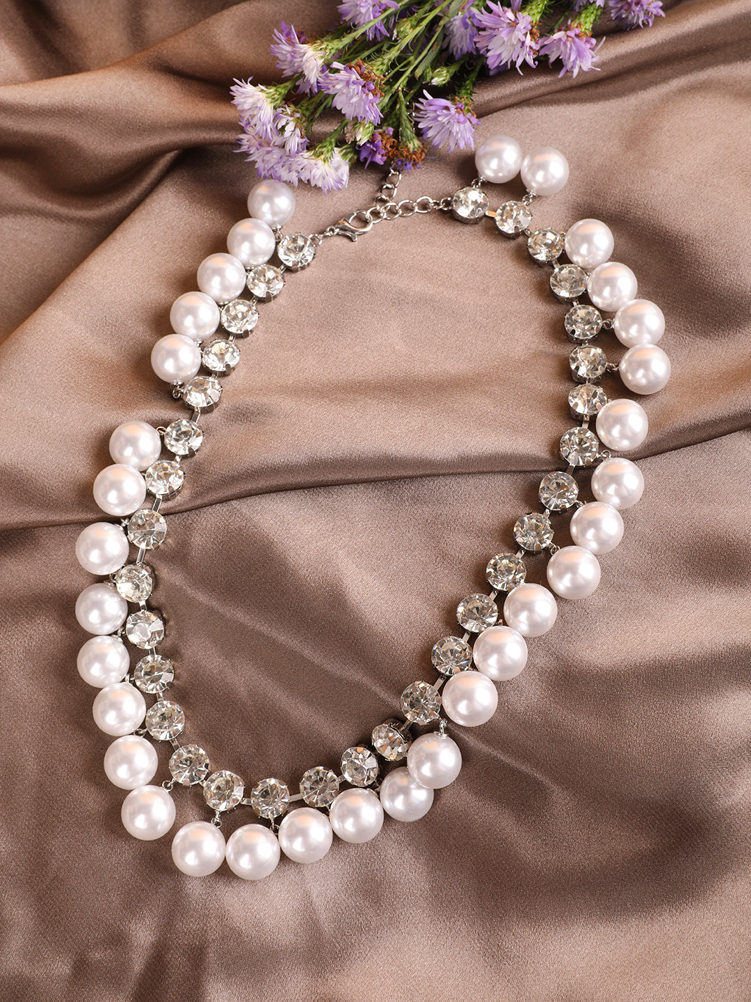 Pristine Rhinestones & Pearls Necklace