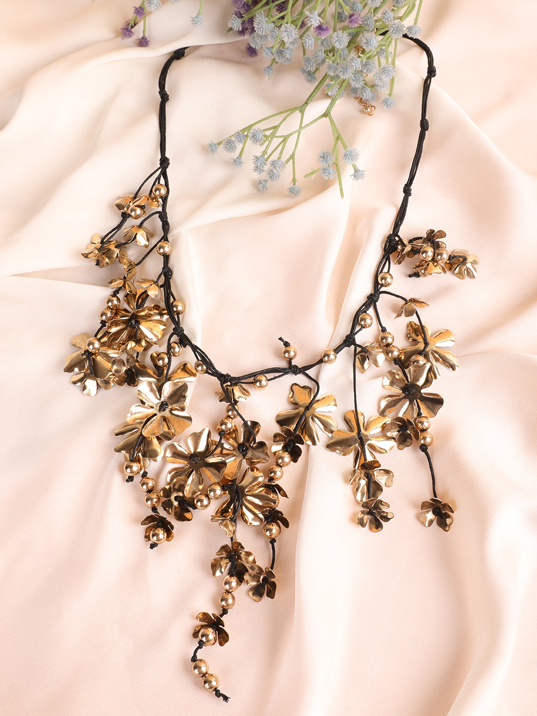Gold and black Cascade Bloom Necklace