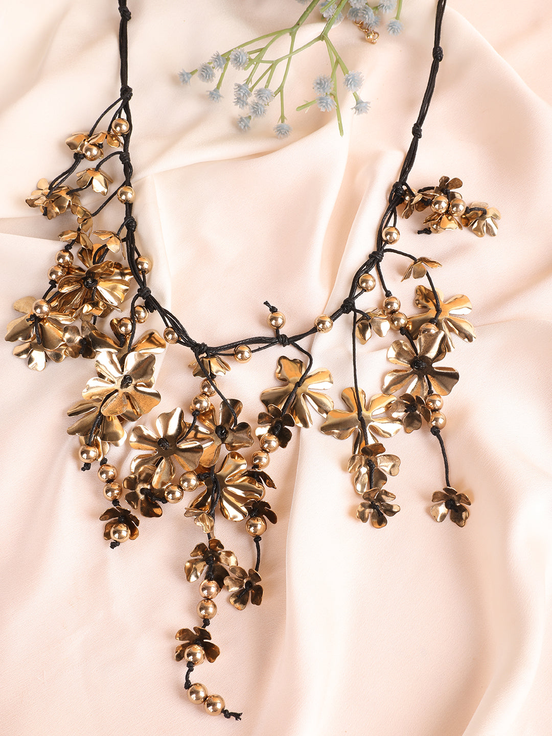 Gold and black Cascade Bloom Necklace