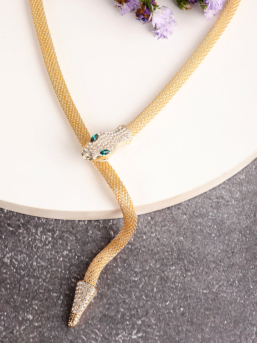 Serpent Stone Studded Snake Necklace