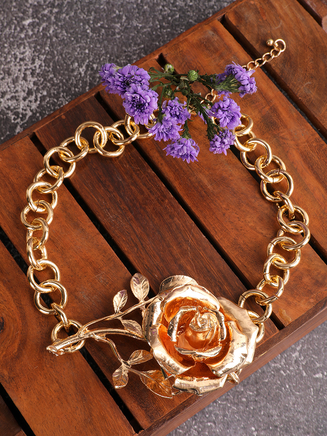 Glorious Golden Rose Necklace