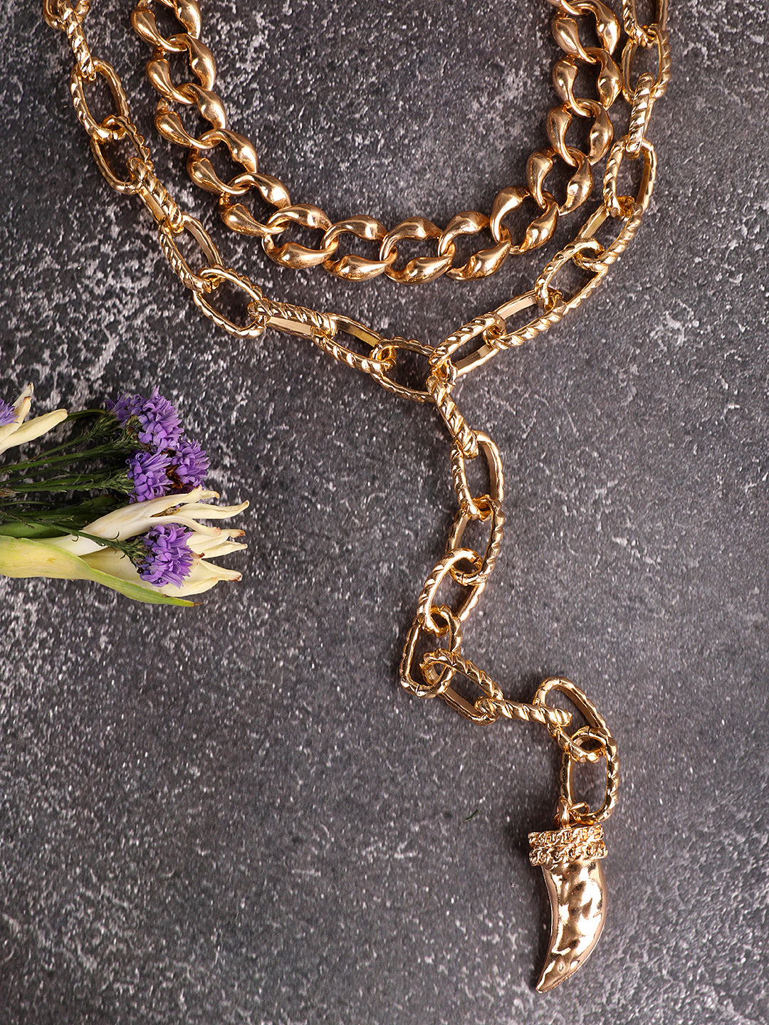 Kraze Glamorous Gold Layered Chain Necklace