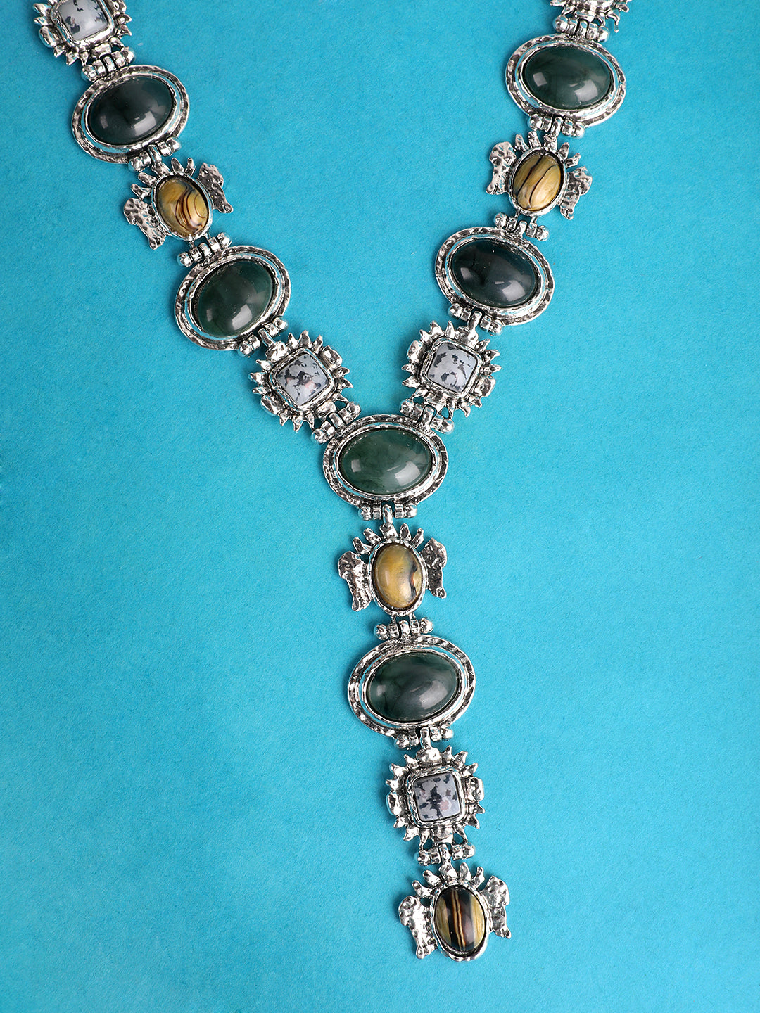 Vintage Teardrop Gemstones Necklace