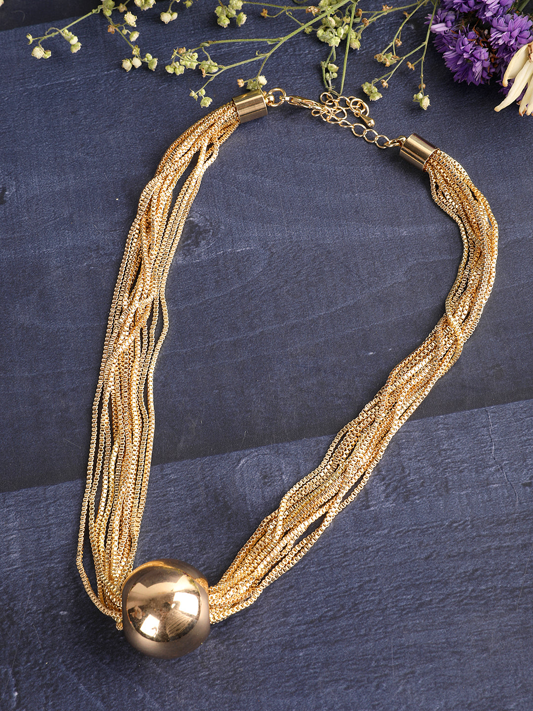 Modest Liquid Gold Beaded Necklace