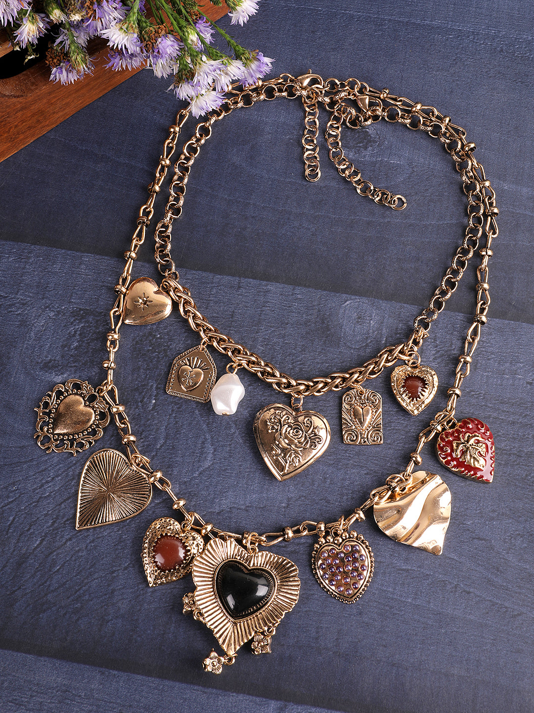 Vintage Heart Charming Medley Necklace
