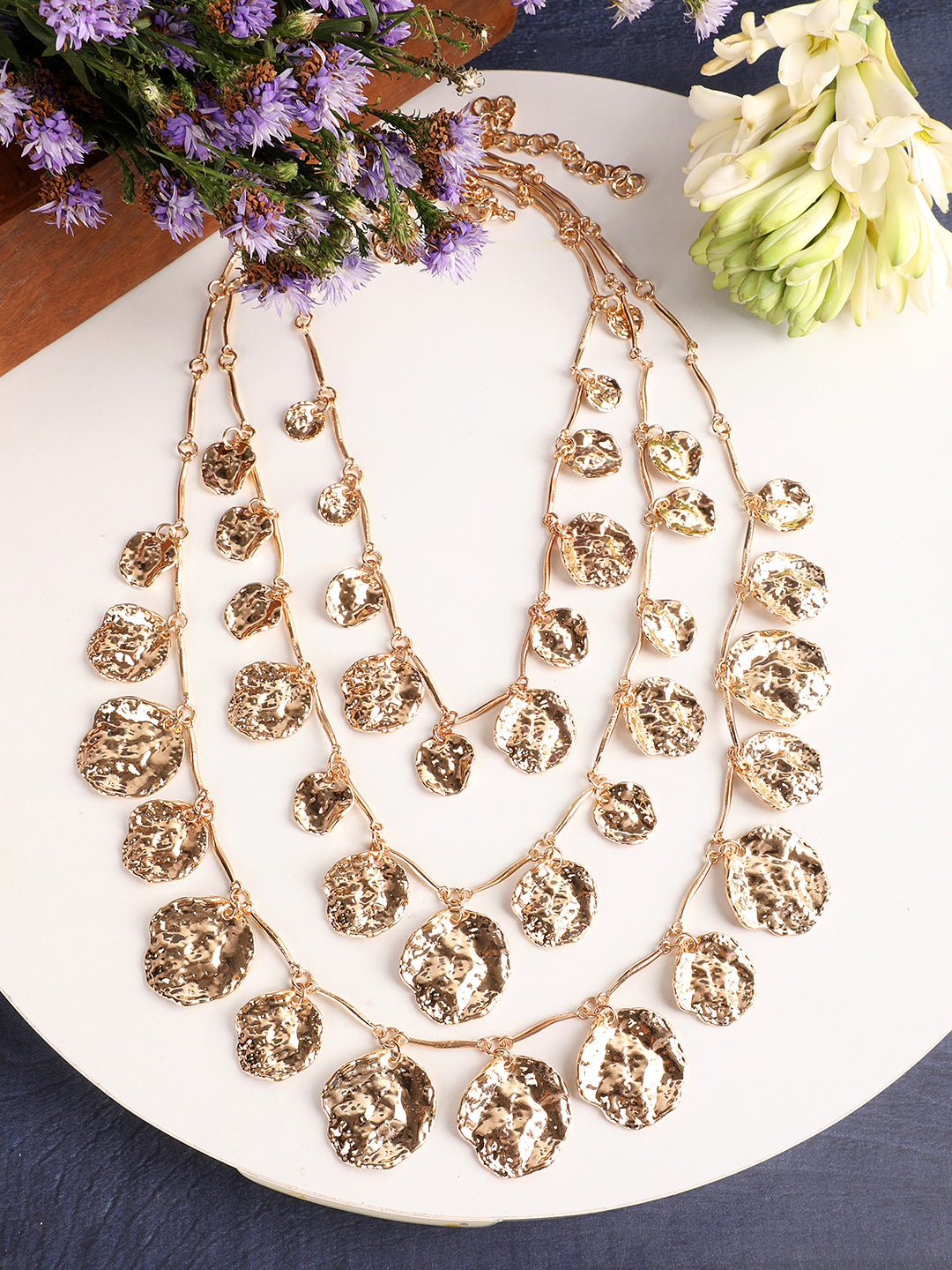 Elegant Tri-Layered Gold Necklace