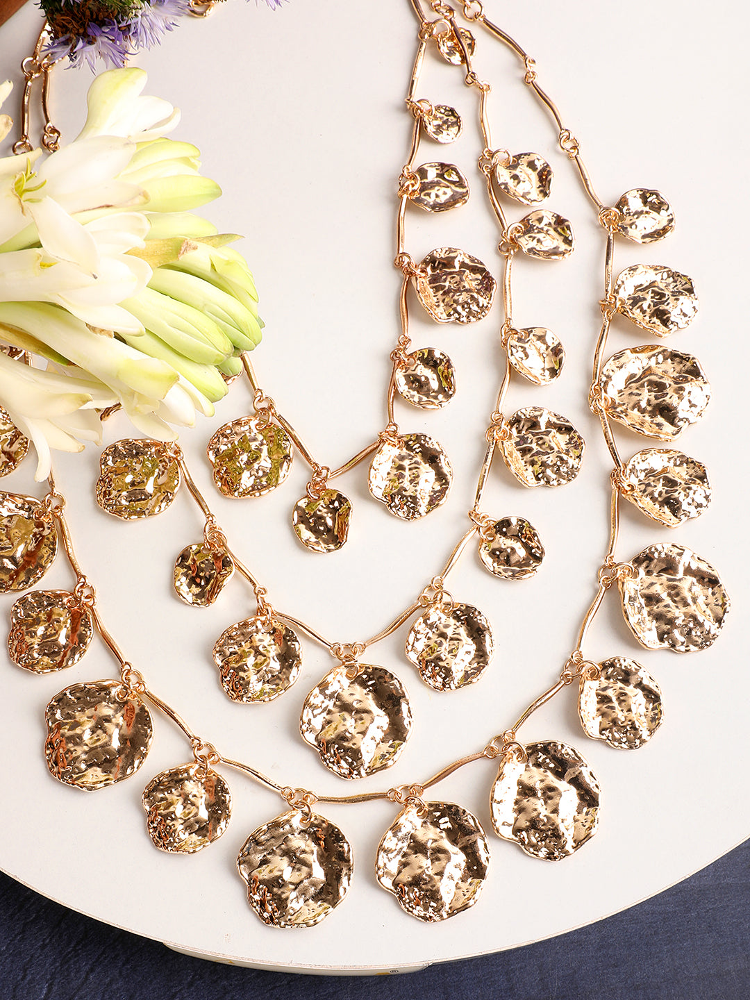 Elegant Tri-Layered Gold Necklace