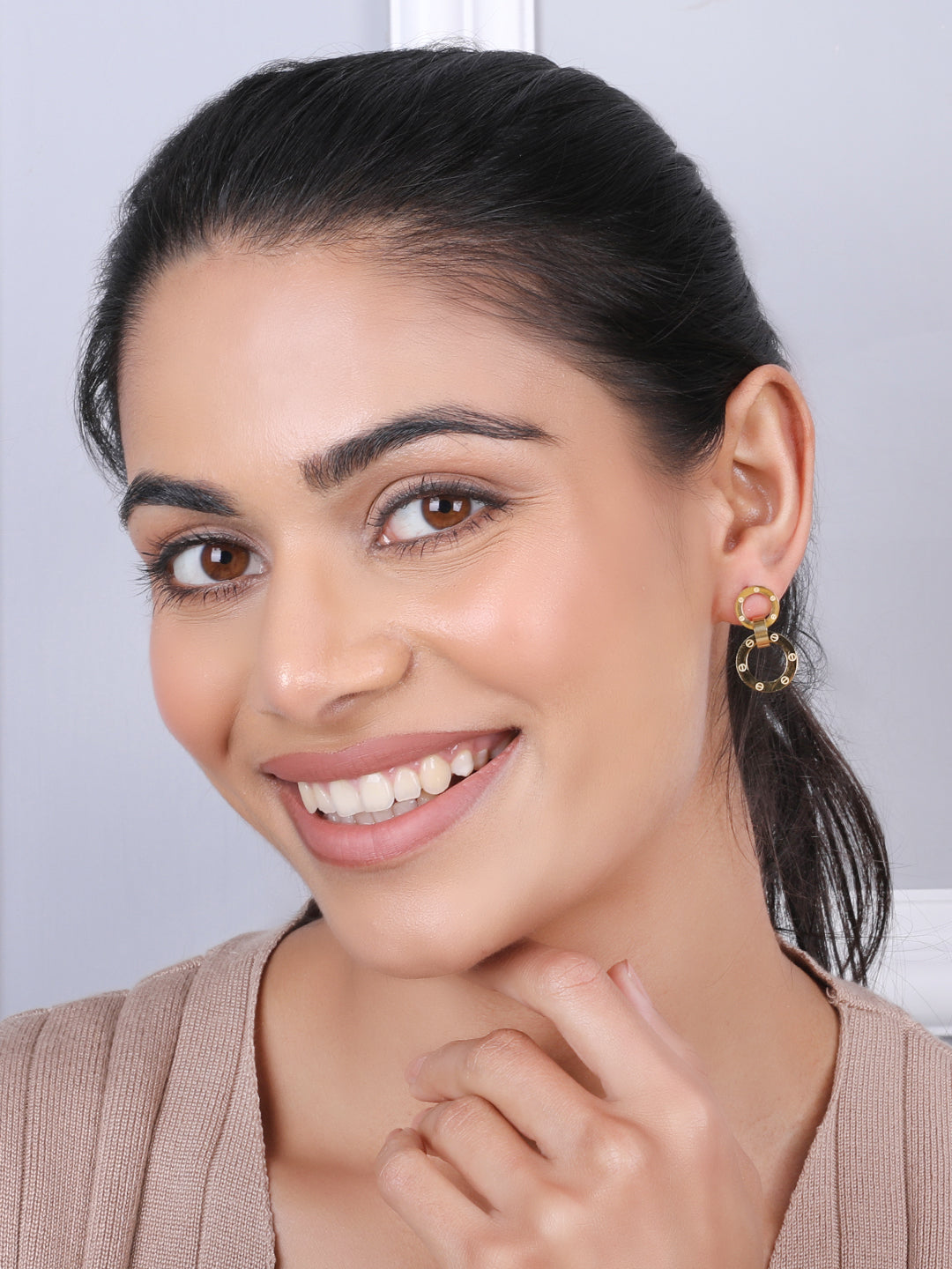 Golden Round Ring Earrings