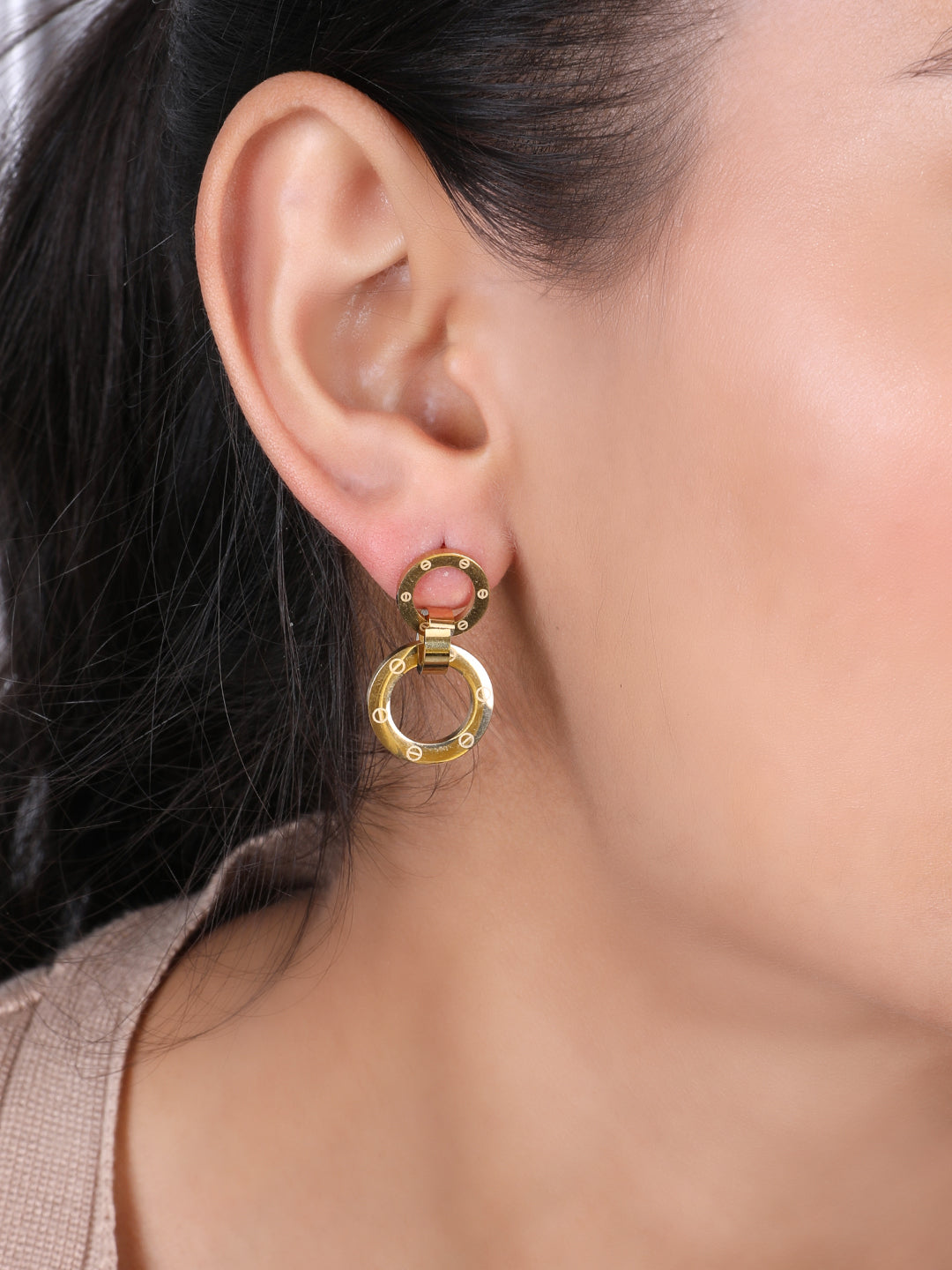 Golden Round Ring Earrings